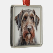 MOOIE DUITSE DRAADHARIGE WIJZERHOND METALEN ORNAMENT (Rechts)