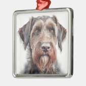 MOOIE DUITSE DRAADHARIGE WIJZERHOND METALEN ORNAMENT (Links)