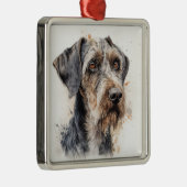 MOOIE DUITSE DRAADHARIGE WIJZERHOND METALEN ORNAMENT (Rechts)