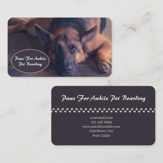 Mooie Duitse herder die zich laat ophouden Visitekaartje (Voorkant / Achterkant)