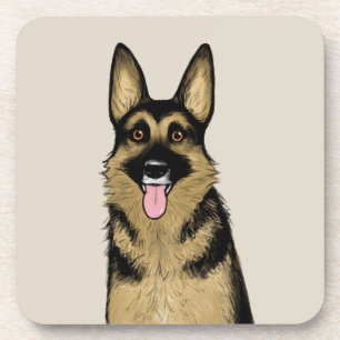 Mooie Duitse herder hond   Cartoon Pet Art Bier Onderzetter