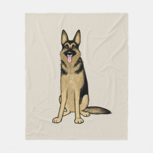 Mooie Duitse herder hond   Cartoon Pet Art Fleece Deken