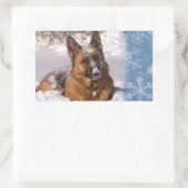 Mooie Duitse Herder Hond in sneeuw Rechthoekige Sticker (Tas)