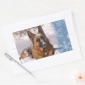 Mooie Duitse Herder Hond in sneeuw Rechthoekige Sticker (Envelop)