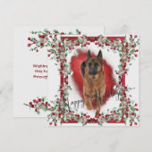 Mooie Duitse herder met Holly Berries Feestdagenkaart (Voorkant / Achterkant)
