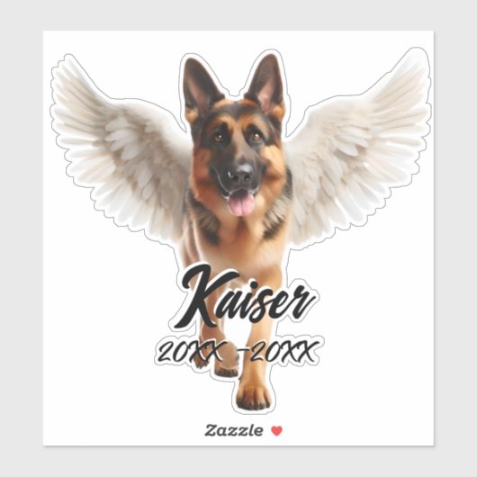 Mooie Duitse Herder met Wings Memorial Sticker (Vel)