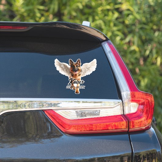Mooie Duitse Herder met Wings Memorial Sticker (Auto Zijkant)