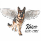Mooie Duitse Herder met Wings Memorial Sticker (Voorkant)