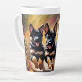 Mooie Duitse Herder Puppies Latte Mok (Linkerhoek)