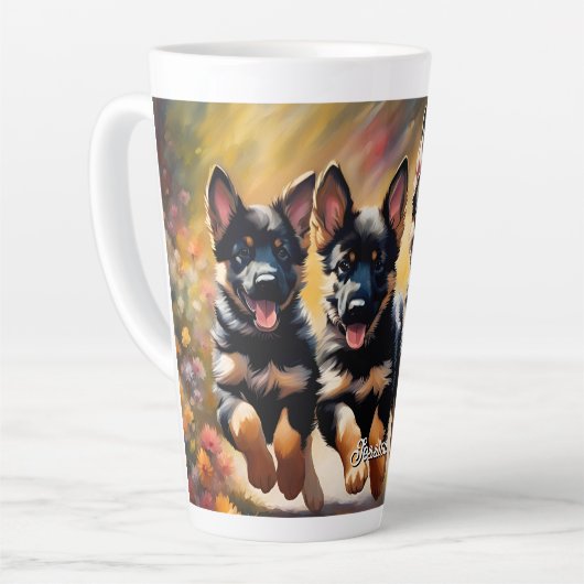 Mooie Duitse Herder Puppies Latte Mok (Linkerhoek)