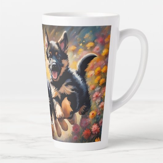 Mooie Duitse Herder Puppies Latte Mok (Rechts)