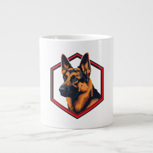 Mooie Duitse Herdershond In Een Zeszijdig Frame Grote Koffiekop