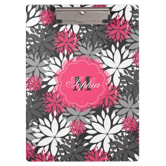 Mooie, dunne monogram floraal patroon klembord (Voorkant)