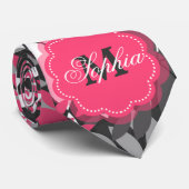 Mooie, dunne monogram floraal patroon stropdas (Opgerold)