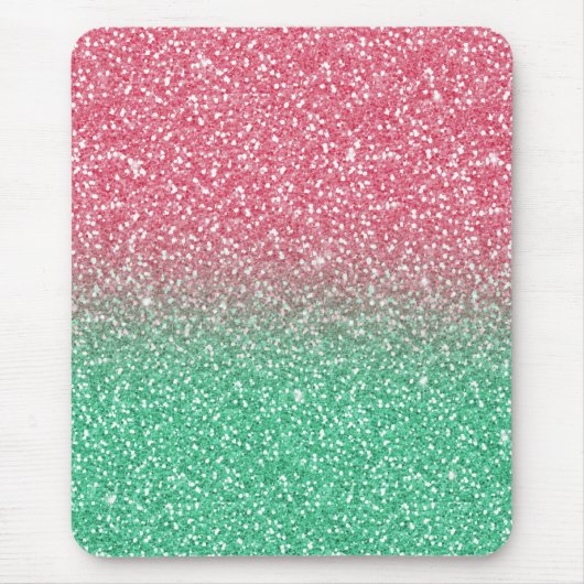 Mooie, dunne, roze groene faux glitter muismat (Voorkant)