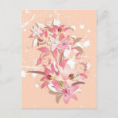 Mooie, dunne, roze witte bloemen briefkaart (Voorkant)