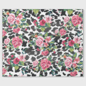 Mooie, dunne  rozen en luipaard cadeaupapier (Vlak)
