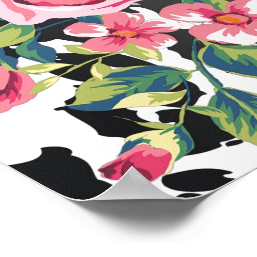 Mooie, dunne  rozen en luipaard poster (Hoek)