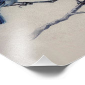 Mooie Dusty Blue Grey Birds op een vertakking Foto Afdruk (Hoek)