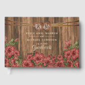 Mooie Dusty Roos Flowers on Wood - Guestbook Gastenboek (Voorkant)