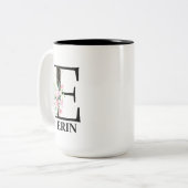 Mooie E Monogram Beginitial Tweekleurige Koffiemok (Voorkant links)