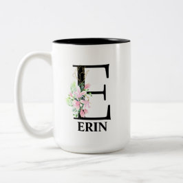 Mooie E Monogram Beginitial Tweekleurige Koffiemok
