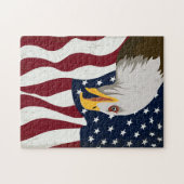 Mooie Eagle & USA Flag Jigzaag Puzzle Legpuzzel (Horizontaal)