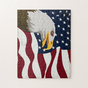 Mooie Eagle & USA Flag Jigzaag Puzzle Legpuzzel