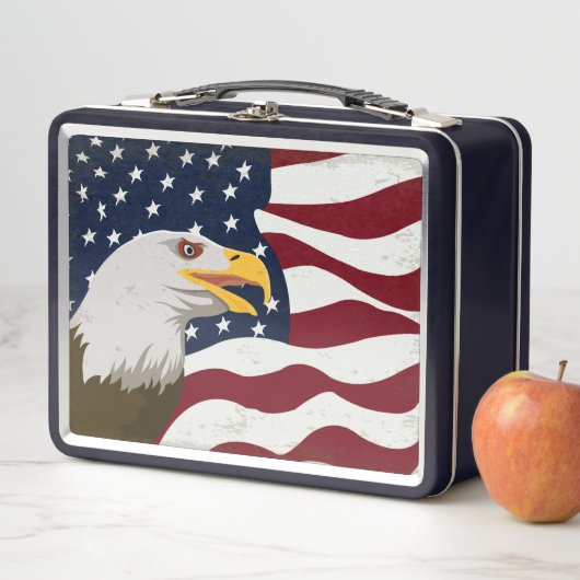 Mooie Eagle & USA Flag Metal Lunch Box (In situ)