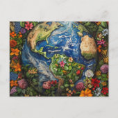 Mooie Earth Day Floral Wereldbol Design Briefkaart (Voorkant)
