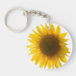 Mooie Echte Zonnebloem Foto Minimalistisch Patroon Sleutelhanger
