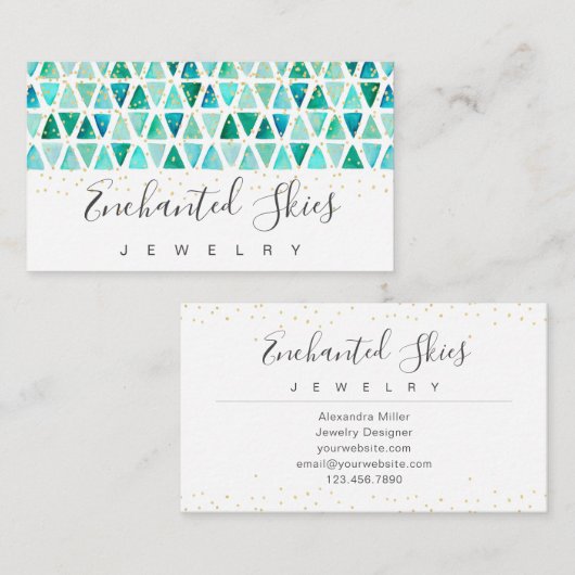 Mooie Edelsteen Goud Faux Folie Sieraden Visitekaartje (Voorkant / Achterkant)