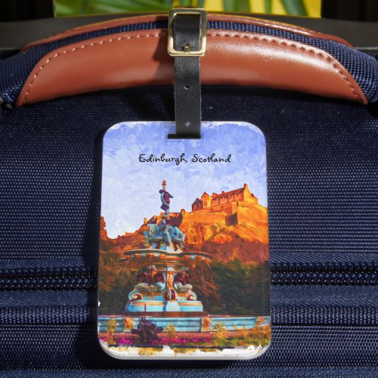 Mooie Edinburgh Scotland Castle Waterverf Bagagelabel (Voorkant Insitu 2)