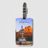 Mooie Edinburgh Scotland Castle Waterverf Bagagelabel (Voorkant (verticaal))