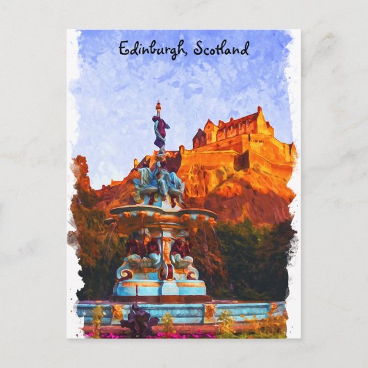 Mooie Edinburgh Scotland Castle Waterverf Briefkaart (Voorkant)