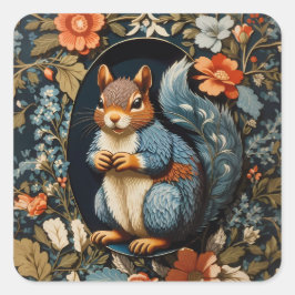 Mooie eekhoorn William Morris Geïnspireerd Vierkante Sticker