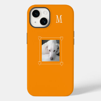 Mooie Eén Foto Hond Enkele Initiaal Oranje iPhone 14 Hoesje