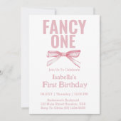 Mooie Eén Roze Strik Coquette Meisje 1e Verjaardag Kaart (Voorkant)