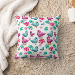 Mooie Eend Bloemmotief Kawaii Roze Blauwe Eenden Kussen