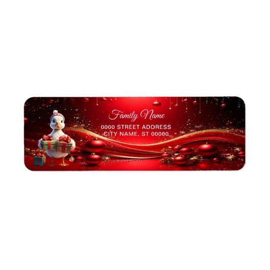 Mooie Eend Kerst Retouradres Label (Voorkant)