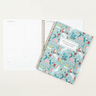 Mooie eenhoorn blauwe meisjes planner