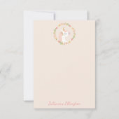 Mooie Eenhoorn Bloemenkrans Roze Roze Custom Naam Bedankkaart (Voorkant)