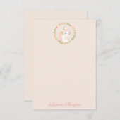 Mooie Eenhoorn Bloemenkrans Roze Roze Custom Naam Bedankkaart (Voorkant / Achterkant)