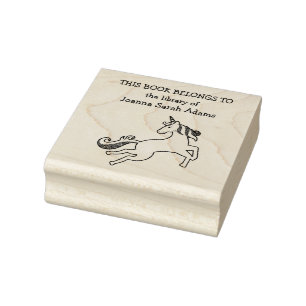 Mooie Eenhoorn Boek Eigendom Bibliotheek Naam Boek Rubberstempel