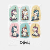 Mooie Eenhoorn Doodles Fleece Deken (Voorkant)