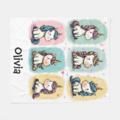 Mooie Eenhoorn Doodles Fleece Deken (Voorkant (Horizontaal))