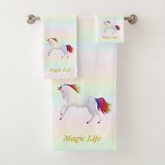Mooie eenhoorn en kalligrafie op pastelkleuren bad handdoek (Insitu)
