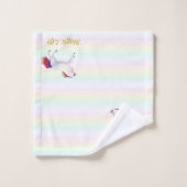 Mooie eenhoorn en kalligrafie op pastelkleuren bad handdoek (Wasdoekje)