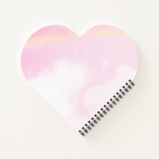 Mooie Eenhoorn en Roze Sterren Hart Vormig Notitieboek (Achterkant)