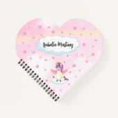 Mooie Eenhoorn en Roze Sterren Hart Vormig Notitieboek (Voorkant)